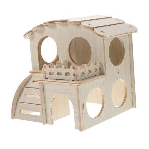 Hemobllo Holz Hamsterhaus Naturmaterial Kleintierkäfig Versteck Haustierhaus Warme Umgebung Schlafplatz Für Hamster von Hemobllo
