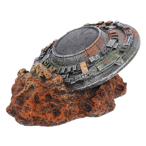 Hemobllo Harz UFO Aquarium Ornament Betta Fisch Hidout Fisch Tank Statue Micro Landschaft Decor Zubehör für Aquarium Aquarium von Hemobllo