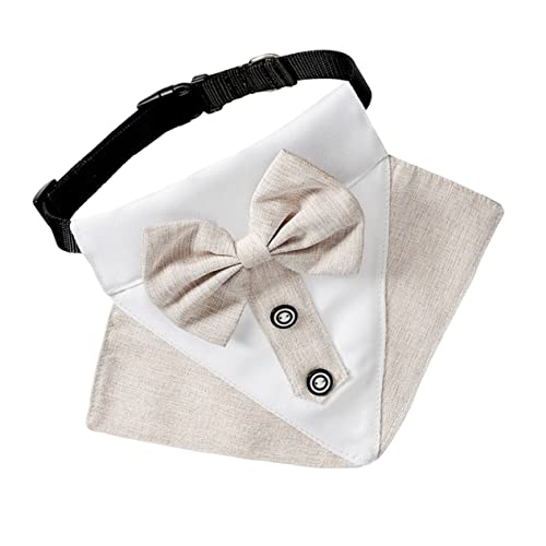 Hemobllo Haustier-Lätzchen Kragen Hundekostüme Zubehör hundefliege Halsband Haustier für Hunde Bestickt Schal Hundekrawatten Dreieckstuch für Hund Haustier Fliege Khaki von Hemobllo