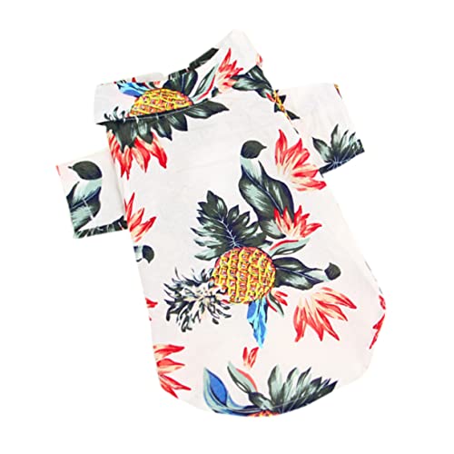 Hemobllo Pet Hawaiian Style Shirt Für Hunde Atemaktive Sommerbluse Süßes Design Für Welpen Leicht Auszuziehen Für Alltag Und Fotos Weiß von Hemobllo