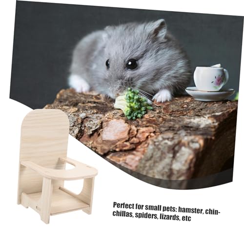 Hemobllo Holz Miniatur Stuhl für Hamster und Kleine Tiere Komfortabler Fütterungsstuhl Dekoratives Chinchilla Zubehör Praktischer Kleiner Stuhl für Kleintierfütterung und von Hemobllo