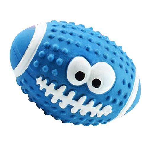Hemobllo Interaktives Hundespielzeug aus Langlebigem Latex Quietschender Rugby Ball für Kleine Hunde und Welpen Fördert Beschäftigung Zahnpflege und Aktives Drinnen und Draußen von Hemobllo