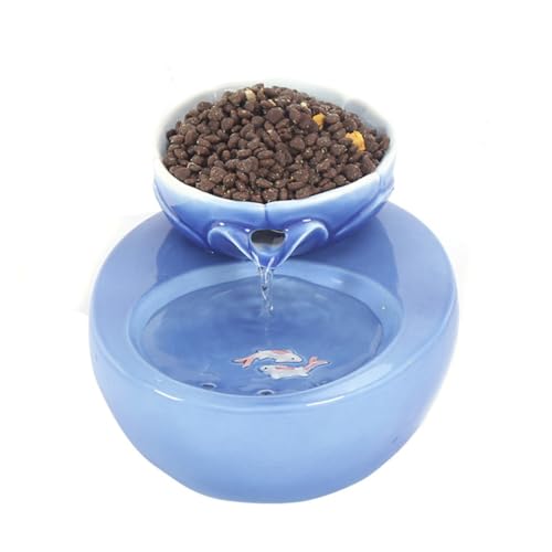 Hemobllo Keramik Automatische Zirkulation Filter Wasser Dispenser Haustier Katze Fütterung Schüssel Blau Hemobllo Keramik Automatische Zirkulation Filter Wasser Dispenser Haustier Katze Fütterung Schüssel Blau von Hemobllo