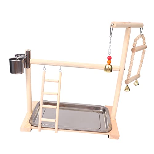 Hemobllo Papageienständer Futterbox Spielplatzglocke Vogelspielturnhalle Ständerleiter Für Papageien Sitzstangen Papageienornamente Für Den Ständer Schaukel Papageienleiter von Hemobllo