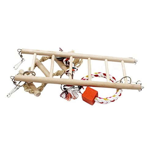 Hemobllo Papageienständer Vogelseilspielzeug Stand Haustier Leiter Klettern Holz für Papageien Vogelspielzeug mit Schaukel Vogel für den Käfig Hölzern von Hemobllo