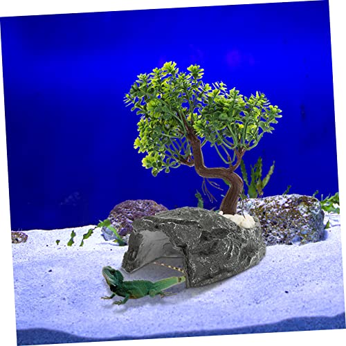 Hemobllo Reptilien Höhle Versteck aus Robustem Resin Natürliches Design für Schildkröten und Kleine Eidechsen Stressreduzierendes Terrarium Versteck Dekoratives Unterschlupf für Aquarien von Hemobllo