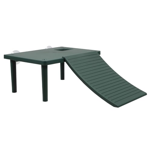 Hemobllo Schildkröten-Terrasse Frosch-Sonnenplattform schwimmende Aquariendekoration Sonnenendes Schwebebett Schildkröten-Sonnenterrasse Sonnenplattform für Geckos Abs Green von Hemobllo