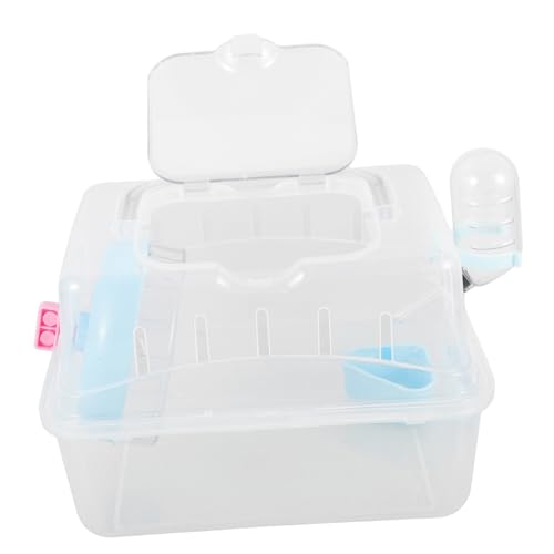 Hemobllo Transparenter Kleintierkäfig Tragbar Hamsterkäfig mit Futterstation und Wasserflasche Stabiler Transportbox für Hamster Mäuse und Kleine Tiere für Unterwegs und Zuhause von Hemobllo