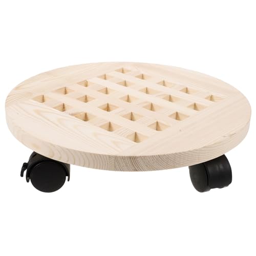 Hemobllo Universal Wheel Blumentopf Basis Anlage Pflanzmaschine Hochleistungs-Pflanzwalze im Freien Steht drinnen Blumenpothalter Holzblumenknopfschale Pflanzschale Pflanzentopfhalter Beige von Hemobllo