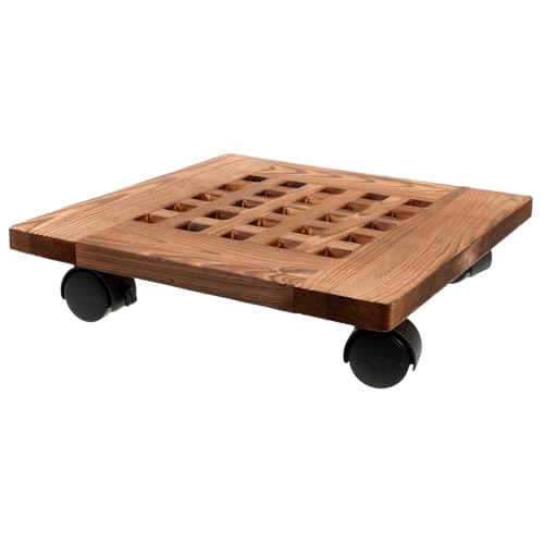 Hemobllo Universal Wheel Blumentopf Basis Rollen Beweglich Blumenpots Für Auf Rädern Rad Topf Steht Pflanzen Handy, Mobiltelefon Drinnen Mit Anlage Gestell Tabletts Groß Hellbraun Holz von Hemobllo