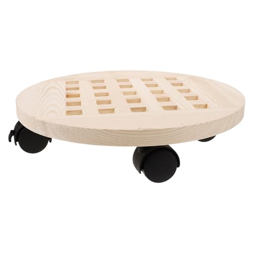 Hemobllo Universal Wheel Blumentopf Basis Sukkulententöpfe Stehen rollbare Pflanzenständer mit Rädern drinnen Pflanzenwagen mit Rädern Steht im Freien Pflanzenkabine Pflanzschale Holz Beige von Hemobllo