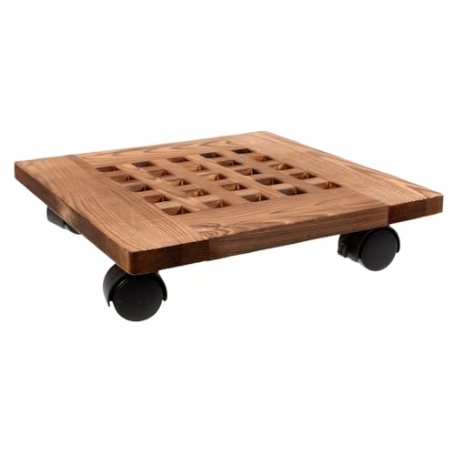 Hemobllo Universal Wheel Blumentopf Basis auf Rädern Rad beweglich Tabletts für Handy, Mobiltelefon groß Rollen Gestell mit Steht Pflanzen Pflanzschale Holzblumenknopfschale Hellbraun von Hemobllo