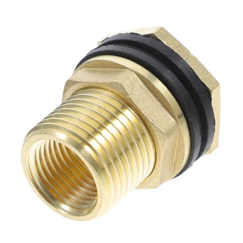 Hemobllo Wassertank Pooladapter Schlauch zubehör Wasserhahn Adapter Schlauch Düsen Extender Fass Schottverschraubung mit Ring Aquarien-Schottverschraubung Messing Golden von Hemobllo