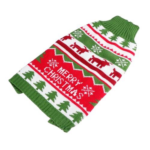 Hemobllo Weihnachtlicher Hundepullover mit Elchmotiv Weiche Warme Strickjacke für Kleine Hunde Festliche Haustierkleidung für Weihnachtsfeier Langlebig und Bequem in Grün von Hemobllo