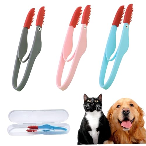 Hemore Hundeaugenkamm, 3pcs 4,7 Zoll weiche Silikon -Tränenfleckkämme, Haustierfleckentferner, waschbarer Applikatorpinsel für Hunde Katzen (3 Farben) von Hemore