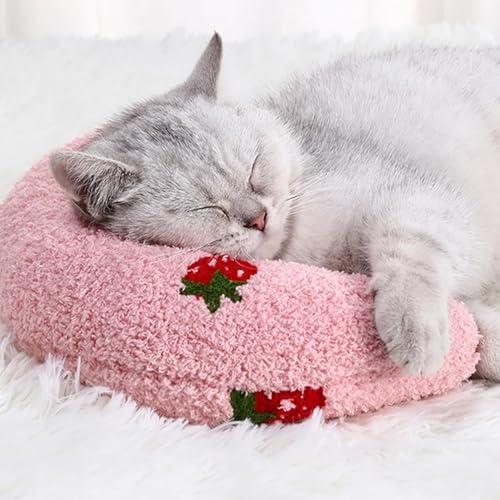 Hemore Hundehalskissen, 6x10-Zoll-U-förmigen Haustierkissen, weiche Angst-Relief-Hundekissen, Katzenkissen für Gelenkreliefschlafe Verbesserung (rosa) von Hemore