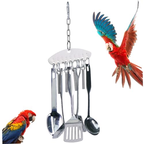Hemore Vogelspielzeug, Edelstahllöffel Spatel Papageienkauspielzeug, interaktives Papageispielzeug für Vogelaneinandersuche, Kakadosen, Conures, Wellensittich, Lovebirds, Finches Hemore Vogelspielzeug, Edelstahllöffel Spatel Papageienkauspielzeug, interaktives Papageispielzeug für Vogelaneinandersuche, Kakadosen, Conures, Wellensittich, Lovebirds, Finches von Hemore