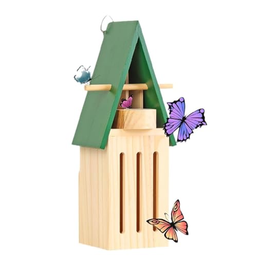 Holz Schmetterlingshaus für Garten 11.8x3.5 '' Schmetterlingshaus mit Lebensmittel- und Wasserfuttermittel. von Hemore