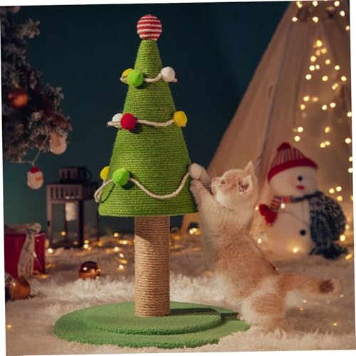 Katzen Weihnachtsbaum Sisal Kratzer Weihnachts -Katzenbaum -Sicherheit Süßes stilvoll mit bunten Bällen für Katzen Spielen, Halloween Dekor von Hemore