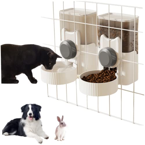 Tierkäfig -Lebensmittelspender, 2pcs/Set 1l Hundehänge automatische Haustierfutterhäuse und Wasserspender, kleine Haustiere, die Lebensmittelschalen hängen, Käfigzubehör für Hundekatze von Hemore