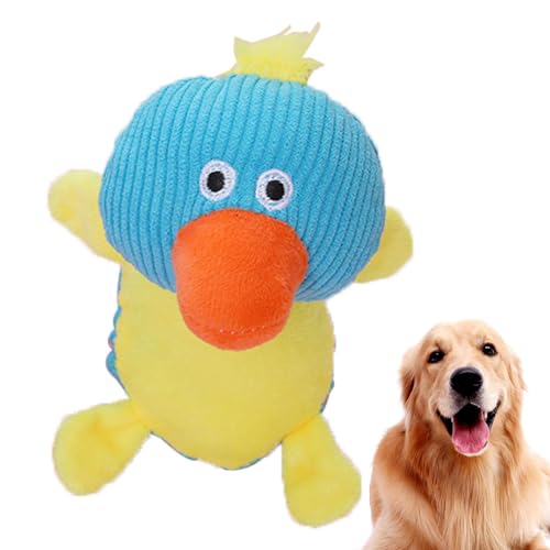 Hemousy Hundespielzeug für Aggressive Kauer,Quietschspielzeug für Hunde, Haustierspielzeug - Cartoon-Ente/Kuh-Zahnreinigungsspielzeug, Plüschspielzeug, interaktives Hundespielzeug, hilft bei der Zahn von Hemousy