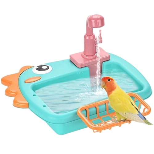 Hemousy Papageienbad - Nymphensittich Badeplatz | Automatische Tränke Mit Wasserhahn Badebecken Für Zuhause Garten Balkon Innenbereich Außenbereich Hemousy Papageienbad - Nymphensittich Badeplatz | Automatische Tränke Mit Wasserhahn Badebecken Für Zuhause Garten Balkon Innenbereich Außenbereich von Hemousy