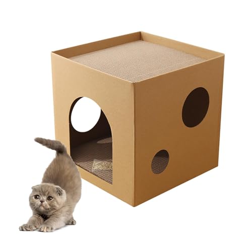 Katzenkratzhaus aus Pappe - Kratzhaus Faltbare quadratische Box doppellagig,Katzenbedarf, Katzenkratzspielzeug, zum Schutz von Möbeln Hemousy von Hemousy