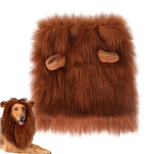 Löwenmähne für Hunde | Hunde-Löwenmähne-Kostüm, lustige realistische Löwen-Perücke für Hunde – waschbares Löwenmähne-Hundekostüm für Cosplay- -Events von Hemousy