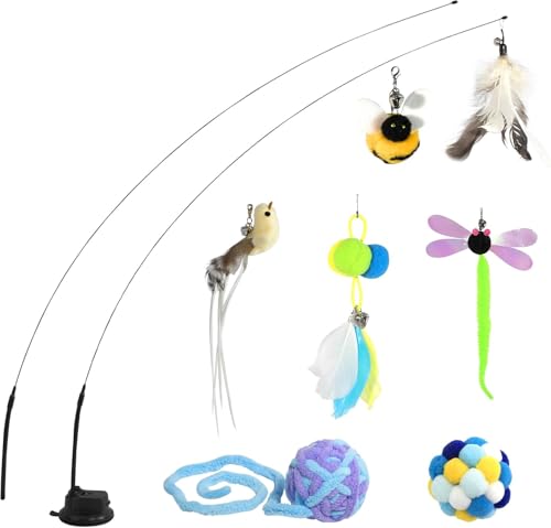 Hengsong Katzenspielzeug Interaktives 10er,mit Katzenangel,Katzenspielzeug Vogel,Federspielzeug für Katzen,Katzenball,für Katzen Intelligenzspielzeug&Selbstbeschäftigung,Bunt Hengsong Katzenspielzeug Interaktives 10er,mit Katzenangel,Katzenspielzeug Vogel,Federspielzeug für Katzen,Katzenball,für Katzen Intelligenzspielzeug&Selbstbeschäftigung,Bunt von Hengsong