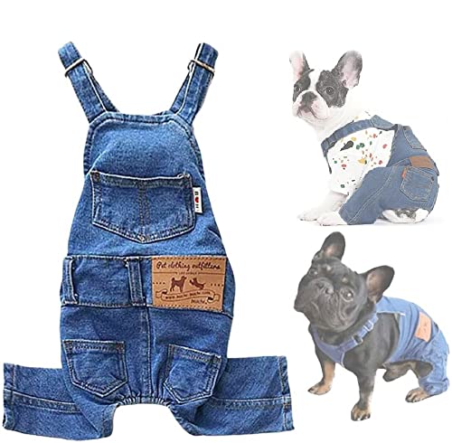 Hunde-Denim-Overalls, Hundehemden, Kleidung, Denim-Overalls, Welpen-Jeansjacke, Sling-Overall, modische, Bequeme, elastische Jeans für kleine, mittelgroße Hunde und Katzen (XXL,Blue) von Hengyuan