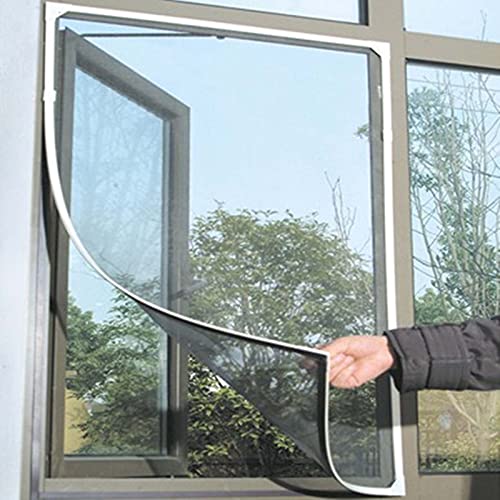 Hengz Fliegengitter für Katzenfenster mit Magnetverschluss, Insektenschutzfenster, selbstklebend, Moskito-Vorhang für Fenster, einfach zu installieren, weißer Rahmen, graues Netz, 120 x 120 cm von Hengz