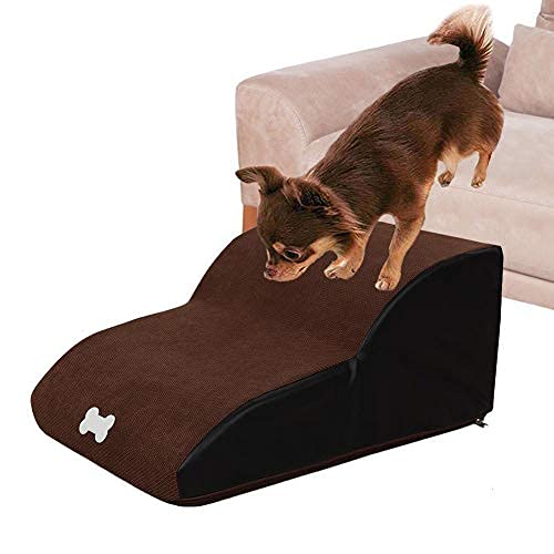 Hengz Hundetreppe mit 2 Stufen, 40 x 60 x 25 cm, Schwammbeleuchtung, Sofa-Leiter, leichte Hundetreppe, tragbare Hundetreppe, Sicherheitsleiter für Bett (braun) von Hengz