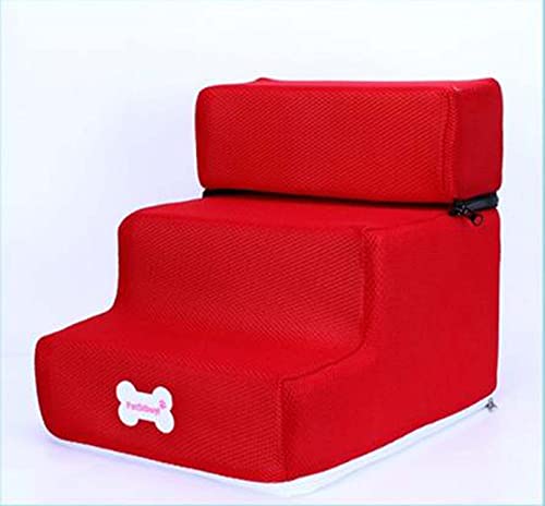 Hundetreppe mit Reißverschluss, 30 x 35 x 30 cm, Netzstoff, hochdichter Schaumstoff, Haustiertreppe, dreilagige Leiter für Welpen, Kätzchen, Haustierbett, Sofa, waschbare Plattform, rot Hundetreppe mit Reißverschluss, 30 x 35 x 30 cm, Netzstoff, hochdichter Schaumstoff, Haustiertreppe, dreilagige Leiter für Welpen, Kätzchen, Haustierbett, Sofa, waschbare Plattform, rot von Hengz