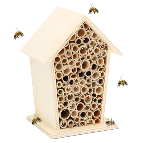 Holz Insektenhotel Wetterfest,Bienenhotel Nisthülsen für Wildbienen,Hummelhaus Schmetterlingshaus Florfliegen, Insektenhotel Bausatz Kinder,Insektenhaus mit Bambus-Nisthülsen Holz Insektenhotel Wetterfest,Bienenhotel Nisthülsen für Wildbienen,Hummelhaus Schmetterlingshaus Florfliegen, Insektenhotel Bausatz Kinder,Insektenhaus mit Bambus-Nisthülsen von Henjunu