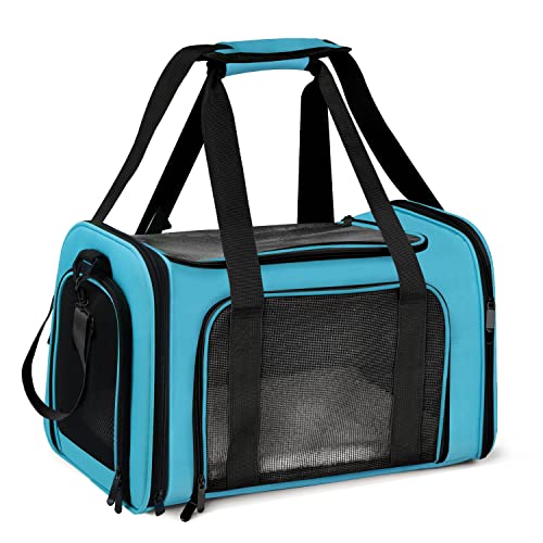 Henkelion Transportbox für Katzen, Hunde, Welpen bis zu 6,8 kg, von Fluggesellschaften zugelassen, weiche Seiten, faltbar, wasserdicht, Reise-Welpen-Tragetasche, Blau Henkelion Transportbox für Katzen, Hunde, Welpen bis zu 6,8 kg, von Fluggesellschaften zugelassen, weiche Seiten, faltbar, wasserdicht, Reise-Welpen-Tragetasche, Blau von Henkelion