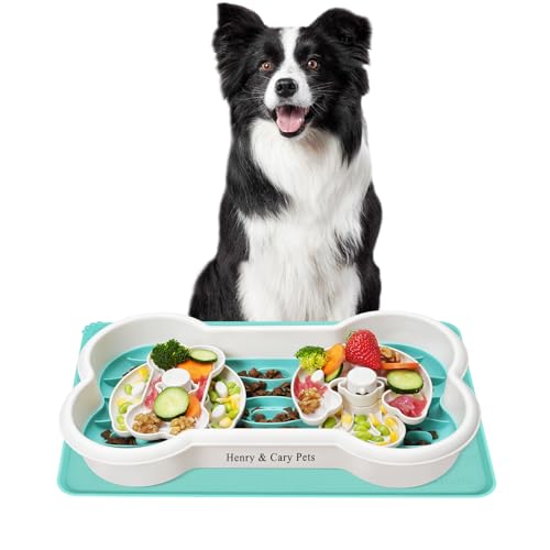 Slow Feeder Hundenäpfe Große Rasse, Hund Slow Feeder Bowl, Hund Puzzle Spielzeug Feeder, Slow Down Eating, Reduziert Schlucken & Angst, Spaß Essen Hundenapf für kleine/mittelgroße/große Hunderasse von Henry & Cary Pets