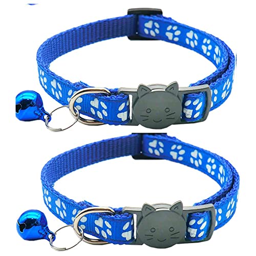 Hepplly 2-Pack Katzenhalsbänder Quick Release Reflective Kitten Halsband mit Glocke (Dunkelblau) von Hepplly