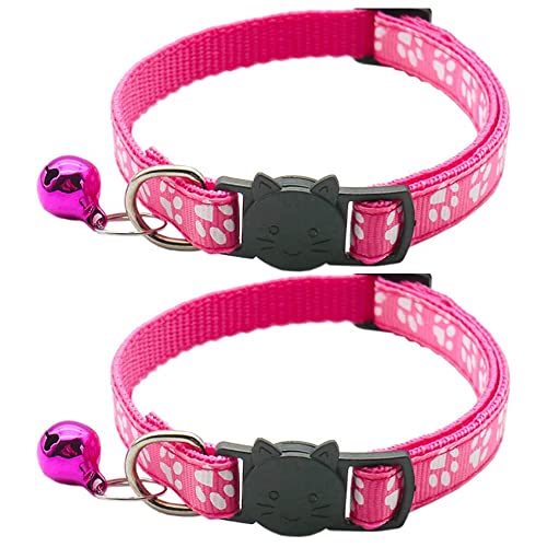 Hepplly 2-Pack Katzenhalsbänder Quick Release Reflective Kitten Halsband mit Glocke (Dunkelrosa) von Hepplly