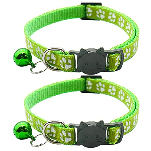 Hepplly 2-Pack Katzenhalsbänder Quick Release Reflective Kitten Halsband mit Glocke (Hellgrün) von Hepplly