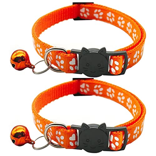 Hepplly 2-Pack Katzenhalsbänder Quick Release Reflective Kitten Halsband mit Glocke (Orange) von Hepplly