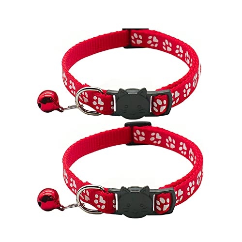 Hepplly 2-Pack Katzenhalsbänder Quick Release Reflective Kitten Halsband mit Glocke (Rot) von Hepplly
