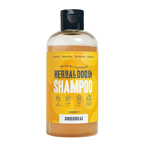 Herbal Dog Co Natürliches Hunde-Shampoo – Lebkuchen, 250 ml, hypoallergenes Hundewaschmittel für die Hundepflege, tierversuchsfrei, vegan, hergestellt in Großbritannien von Herbal Dog Co