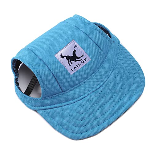 Baseballmütze für Haustiere, Hunde Mütze Basecap Outdoor Sport Sonnenschutz Sunbonnet Sommer Reise Hut Baseballkappe Sonnenhüte Hundemütze mit Ohrlöchern und Verstellbarem Kinnriemen,Blau,L von Herbests