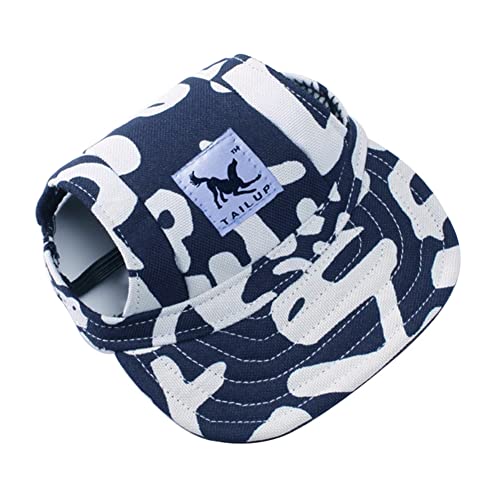 Baseballmütze für Haustiere, Hunde Mütze Basecap Outdoor Sport Sonnenschutz Sunbonnet Sommer Reise Hut Baseballkappe Sonnenhüte Hundemütze mit Ohrlöchern und Verstellbarem Kinnriemen,Blau Weiß,XL von Herbests