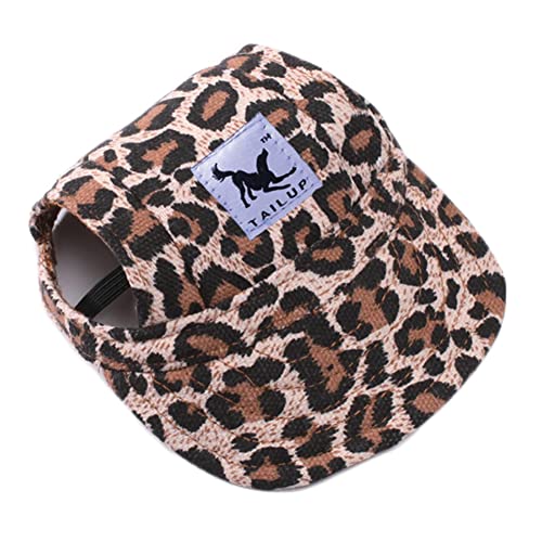 Baseballmütze für Haustiere, Hunde Mütze Basecap Outdoor Sport Sonnenschutz Sunbonnet Sommer Reise Hut Baseballkappe Sonnenhüte Hundemütze mit Ohrlöchern und Verstellbarem Kinnriemen,Leopard,L von Herbests