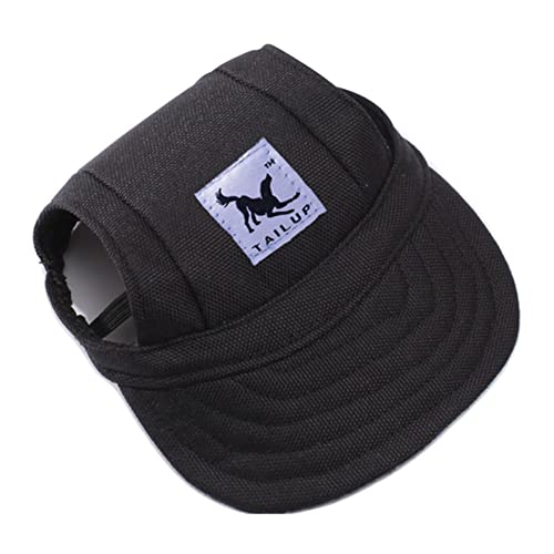 Baseballmütze für Haustiere, Hunde Mütze Basecap Outdoor Sport Sonnenschutz Sunbonnet Sommer Reise Hut Baseballkappe Sonnenhüte Hundemütze mit Ohrlöchern und Verstellbarem Kinnriemen,Schwarz,L von Herbests