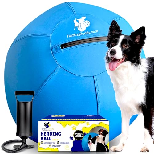 Herding Ball für Hunde, 63,5 cm, Abdeckung für australische Schäferhunde, Collie, Rinder und alle Hütehunde über 12,2 kg, strapazierfähige, doppellagige Abdeckung, dicker Anti-Burst-Innenball, hoher von Herding Buddy