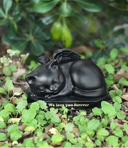 Herfair 3D-Statue für Haustiere, Urne für Asche, Urne für Hunde, Urne für Katzen, Einäscherung, Haustiere, Erinnerungsbox, Engelsstatue für Garten Haustiere Box in Schwarz (Katzen) von Herfair