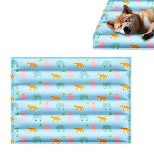 Herfair Kühlmatte Hund Kühldecke Katze Selbstkühlend Hundematte Waschbar Hundematte Kältematte für Haustiere (A,S) von Herfair