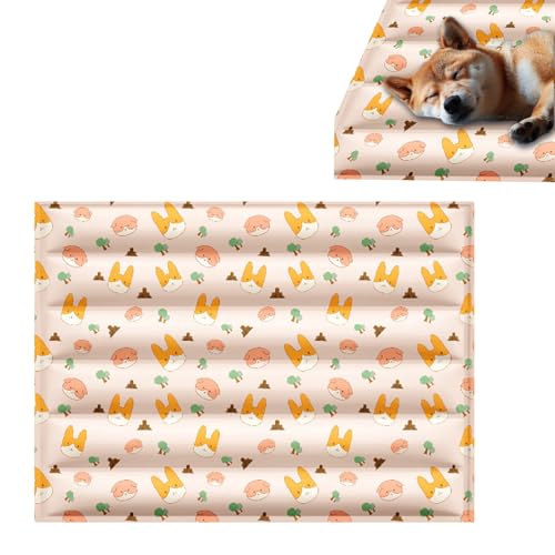 Herfair Kühlmatte Hund Kühldecke Katze Selbstkühlend Hundematte Waschbar Hundematte Kältematte für Haustiere (C,L) von Herfair
